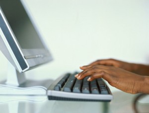 black woman typing