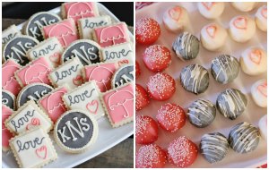 coral and grey desserts